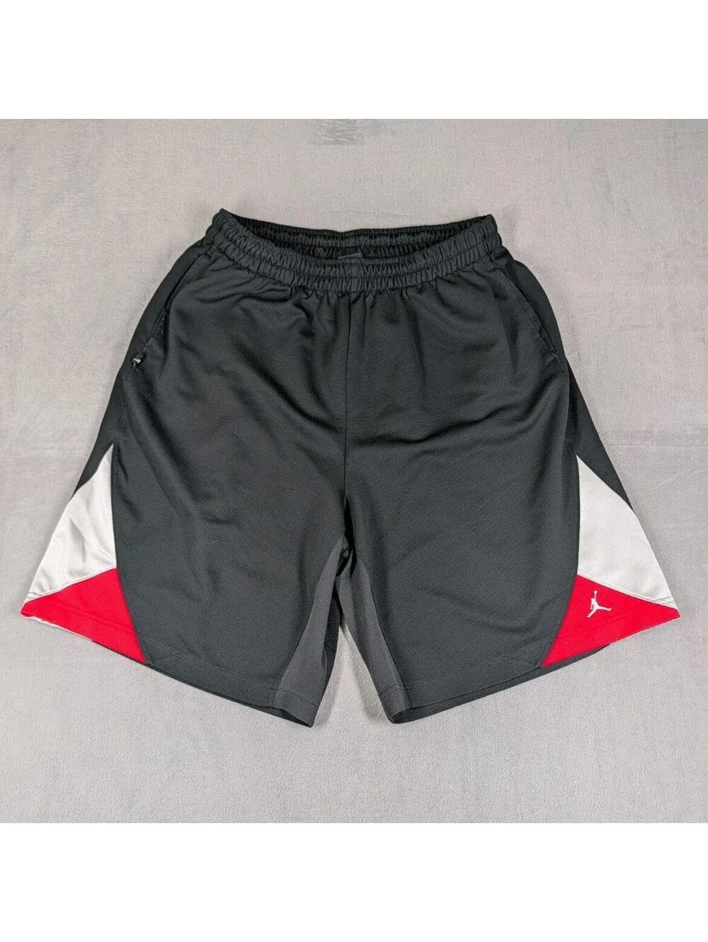 Jordan Mens XXL Black Red White Mesh Basketball Athletic Gym Shorts Stretch